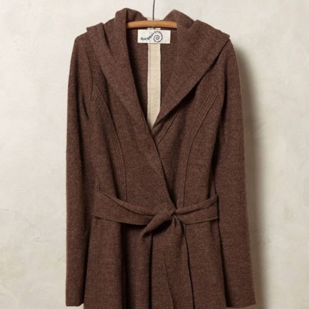 Anthropologie Wool Wrap Sweater Coat w/hood